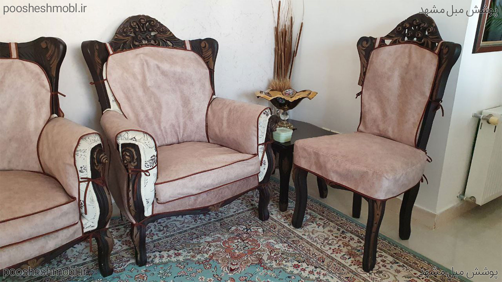 کاور پارچه ای مخمل کاراملی تشک جدا