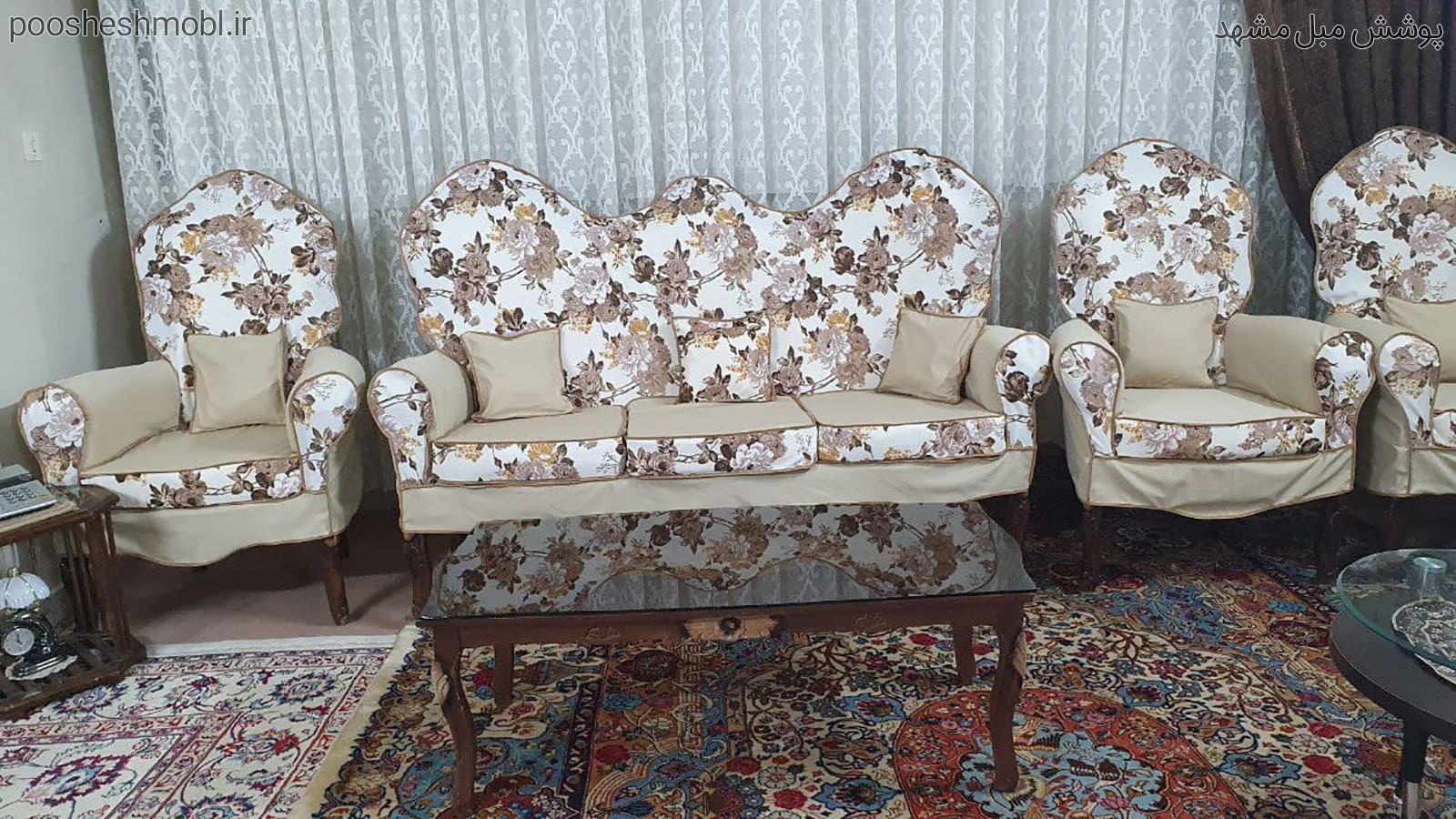 کاور ترکیبی گلدار و ساده تشک جدا
