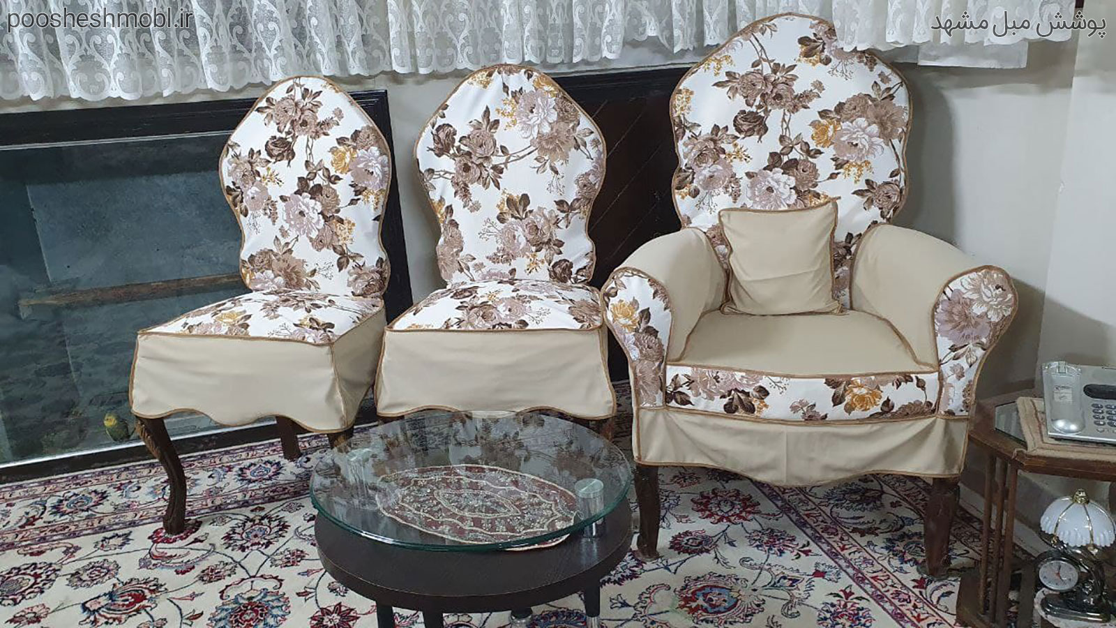 پارچه ای ترکیبی گلدار و ساده تشک جدا